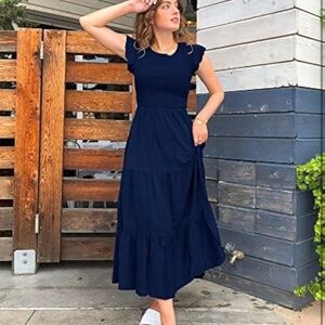 Chic Navy Blue Midi Dress for Women